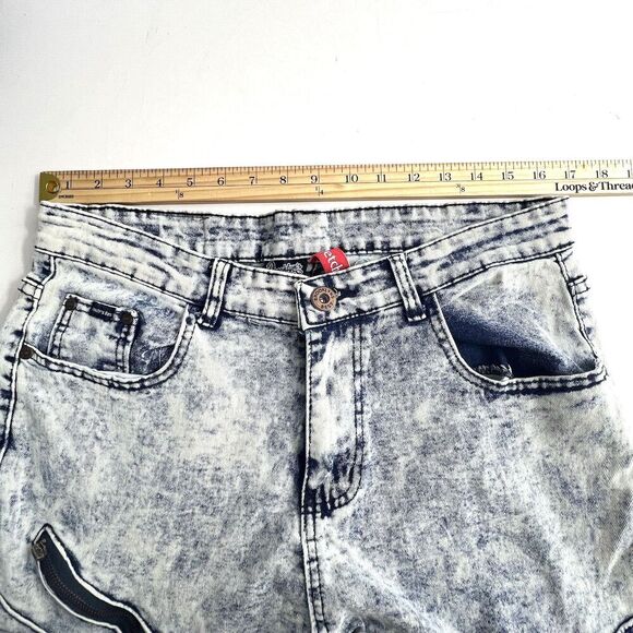 Brooklyns Best Stretch Mens Size 34x32 Skinny Blue Acid Wash Denim Jeans - Picture 4 of 9